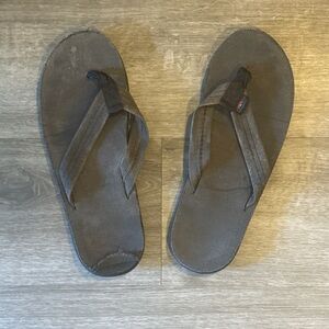 Rainbow Men's Black Fabric Flip-Flops